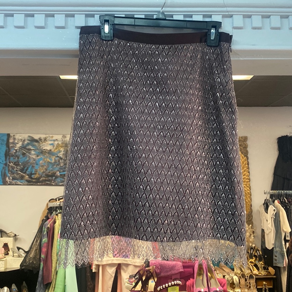 Milly of New York Brown and Taupe Lace Skirt